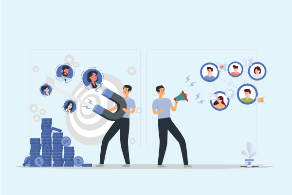 Inbound vs outbound two person standing opposite of them