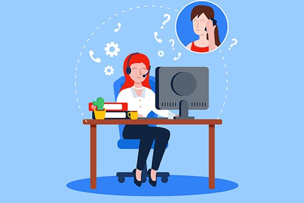 cartoon women talking with customer over the phone