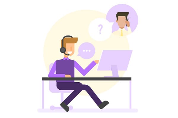 vector call center a man is talking with a customer