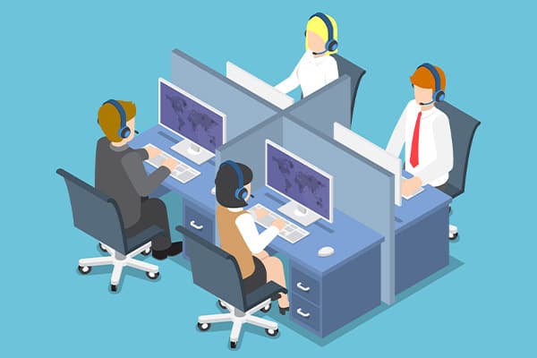 call center office shot vector