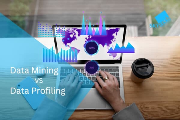 data mining vs data profiling, a man typing laptop